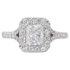 Elegant 18k White Gold Natural Diamond Halo Ring w/1.46 ct - GIA Certified