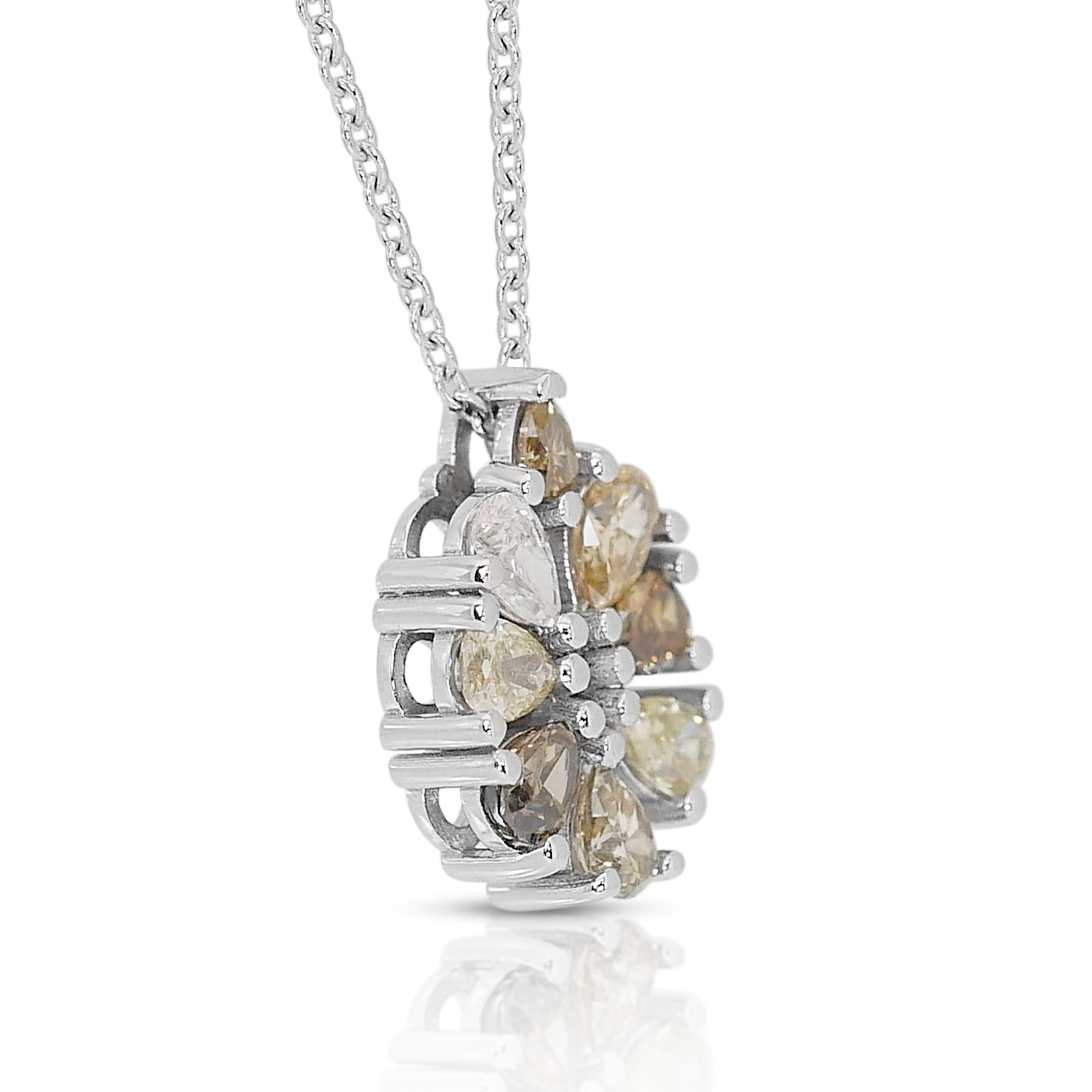 Elegant 18k White Gold Natural Diamond Necklace with Pendant w/0.90 ct - IGI  In New Condition In רמת גן, IL
