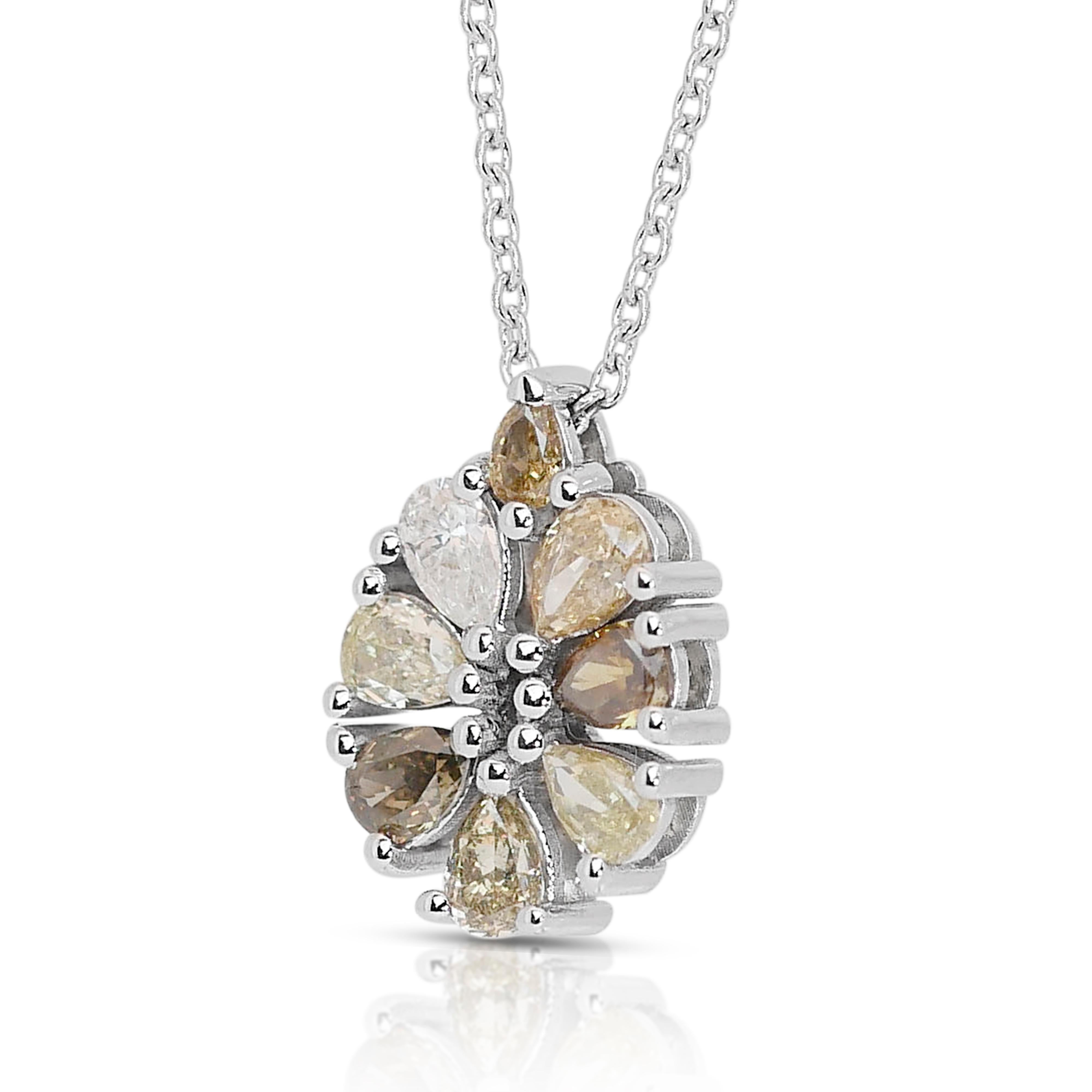 Elegant 18k White Gold Natural Diamond Necklace with Pendant w/0.90 ct - IGI  1