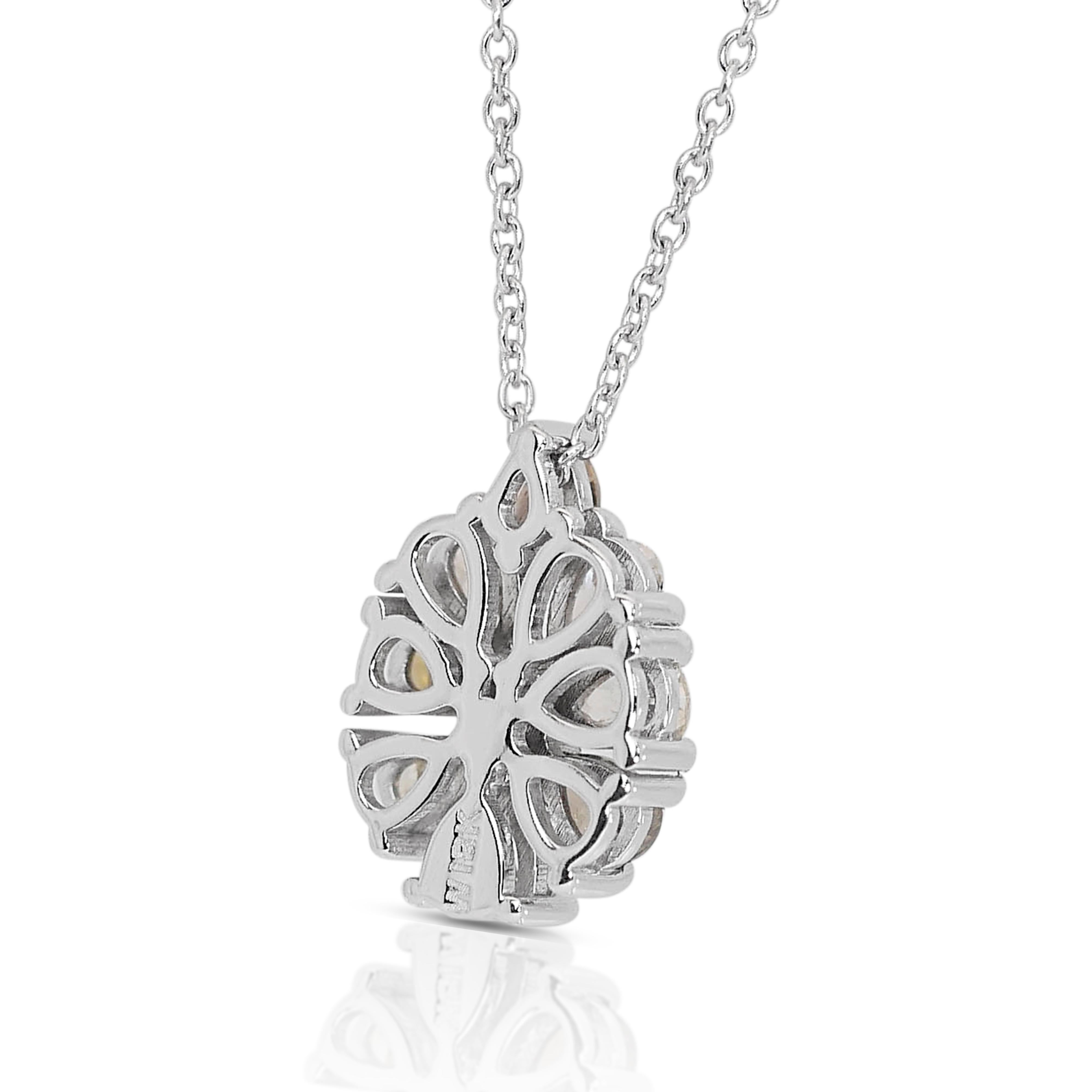 Elegant 18k White Gold Natural Diamond Necklace with Pendant w/0.90 ct - IGI  2