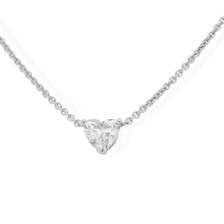 Women's Elegant 18K White Gold Necklace with 1.01 ct Natural Diamond- GIA Certificate For Sale