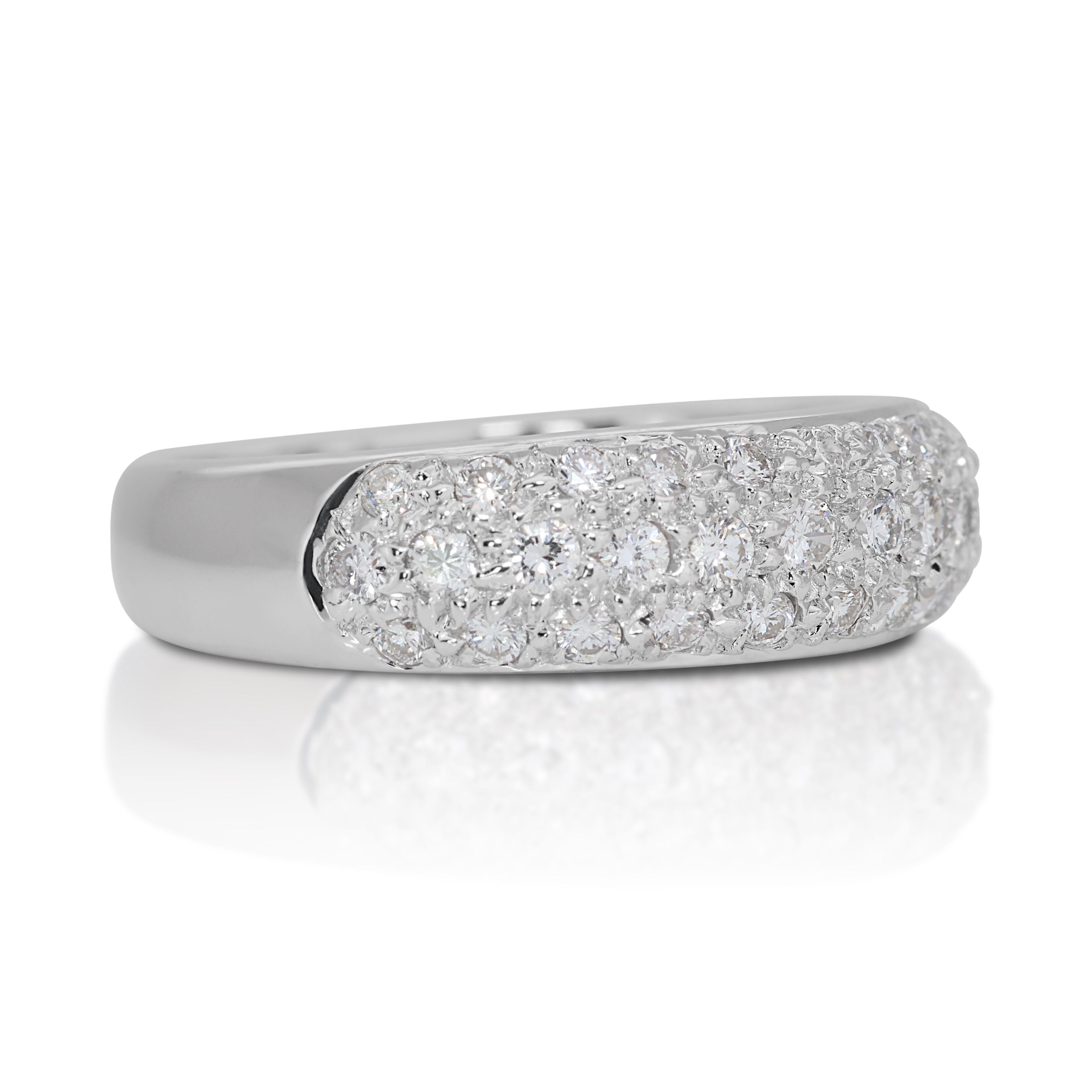 Round Cut Sophisticated .76ct. Round Brilliant Pave Diamond Ring For Sale