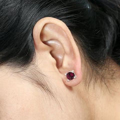 Elegant 18k White Gold Pink Tourmaline & Diamond Stud Earrings
