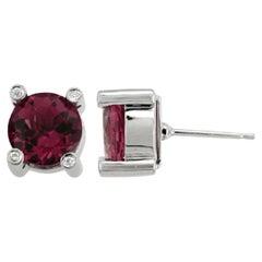 Eleganti orecchini con tormalina rosa e diamanti in oro bianco 18 carati