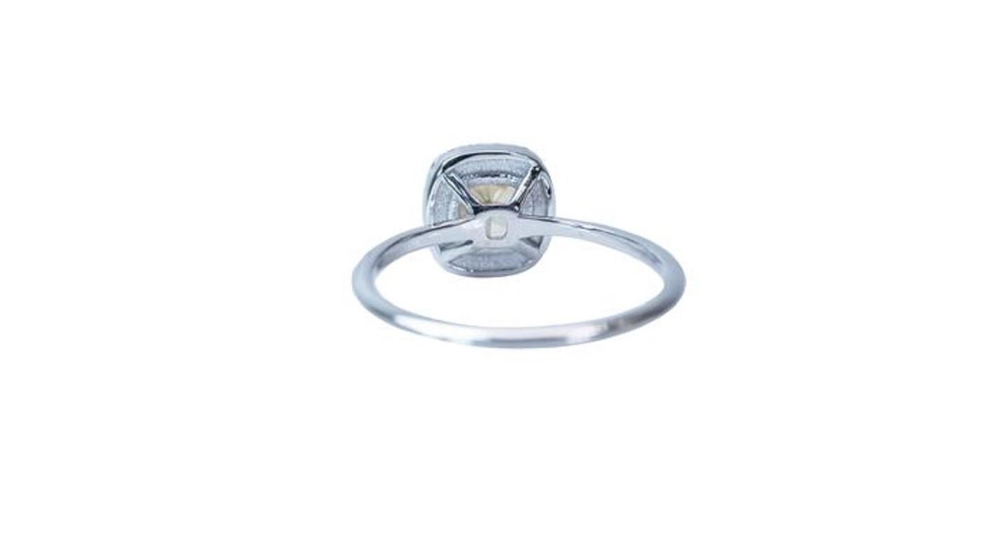 Eleganter Ring aus 18 Karat Weigold mit 1,02 Karat natrlichen Diamanten, AIG-zertifiziert 1