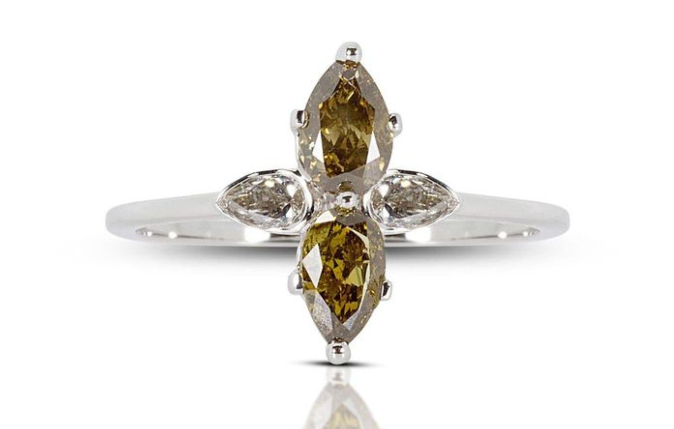 Princess Cut Elegant 18k White Gold Ring with 1.13 ct Natural Diamonds- NGI cert For Sale