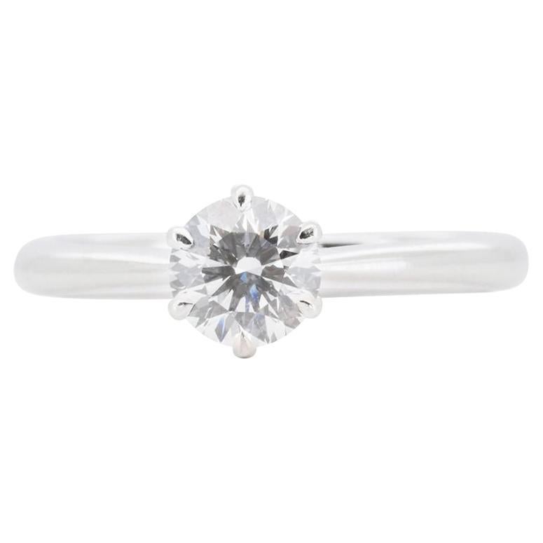 Elegant 18K White Gold Solitaire Ring with 0.43 ct Natural Diamonds  AGS Cert