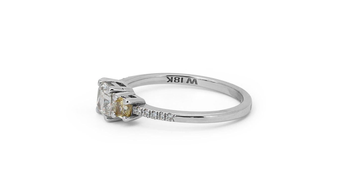 Elegant 18k White Gold Three Stone Ring 0.86ct Natural Diamonds GIA Certificate 5