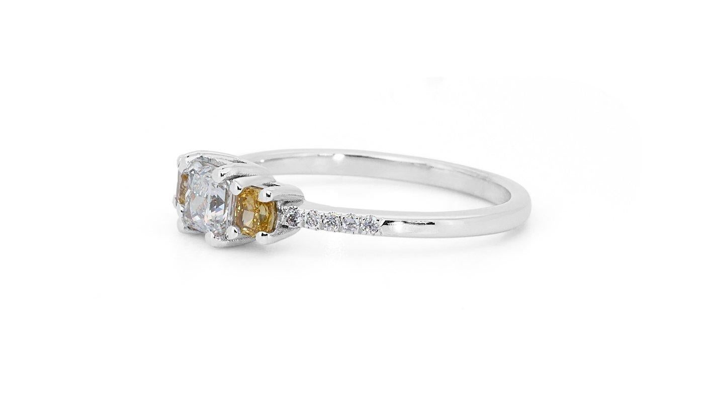 Elegant 18k White Gold Three Stone Ring 0.86ct Natural Diamonds GIA Certificate 2