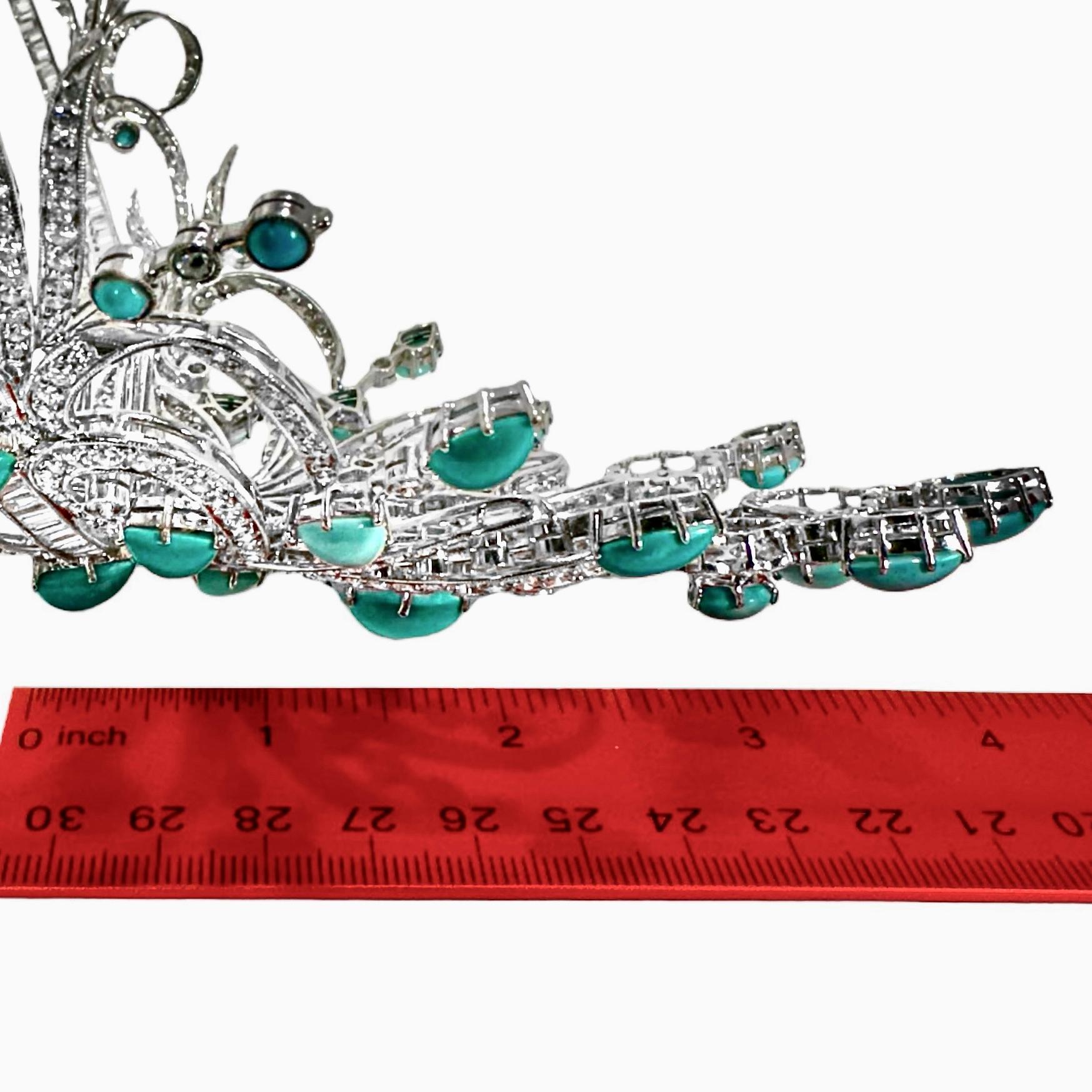 Elegance Couronne en or blanc 18 carats, incrustée de turquoises et de diamants, digne d'une reine en vente 4