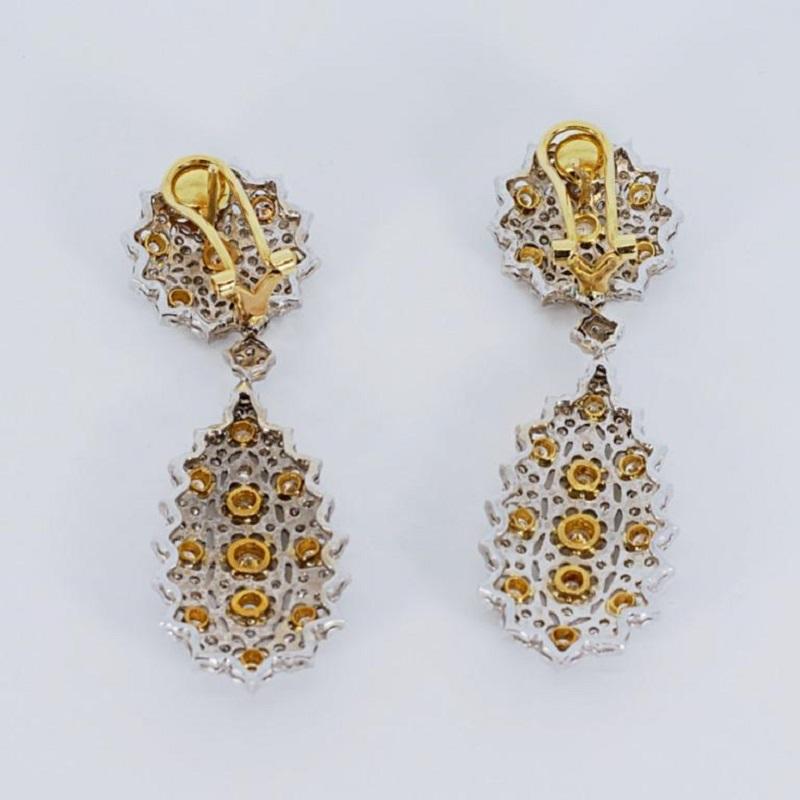 Elegant 18K White & Yellow Gold Diamond Earrings with 3.50 ct Natural Diamonds 1