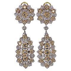 Elegant 18K White & Yellow Gold Diamond Earrings with 3.50 ct Natural Diamonds