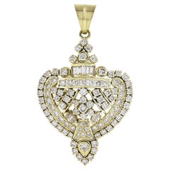 Élégant pendentif en or jaune 18 carats avec diamants brillants de 2,98 carats