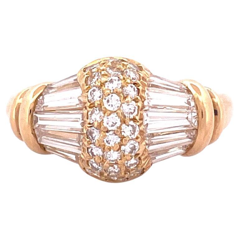 Elegant 18k Yellow Gold Cluster Diamond Ring For Sale