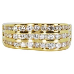 Elegant 18K Yellow Gold Diamond Ring with 0.60 ct Natural Diamonds