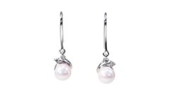Elegant 18k Yellow Gold Earring with Pearl and 0.04 Ct Natural Diamonds-AIG Cert