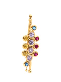Vintage Gemstone Brooch 18 Karat Yellow Gold