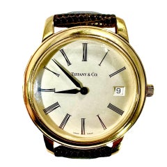 Elegant 18k Yellow Gold Gents Tiffany & Co. Quartz Movement Wrist Watch