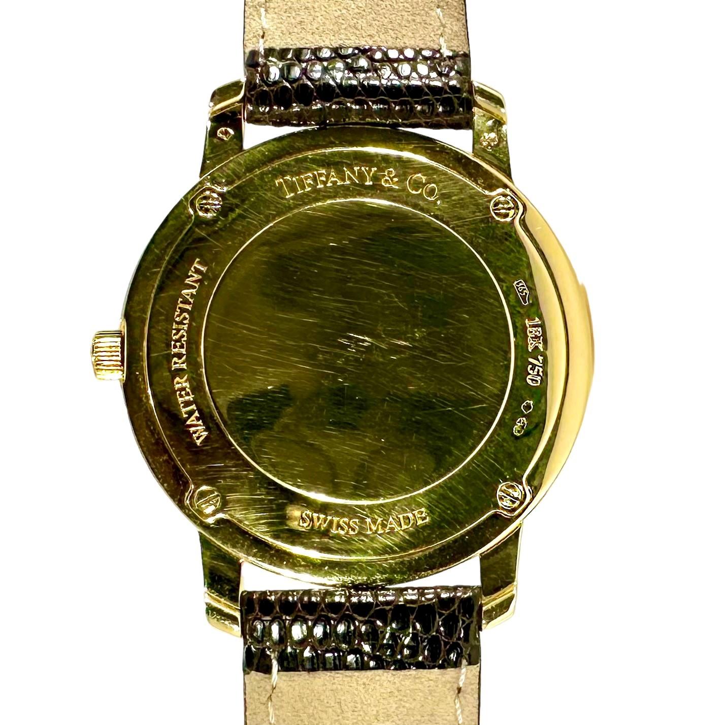Moderne Élégant or jaune 18 carats pour hommes Tiffany & Co. Montre-bracelet à mouvement quartz  en vente