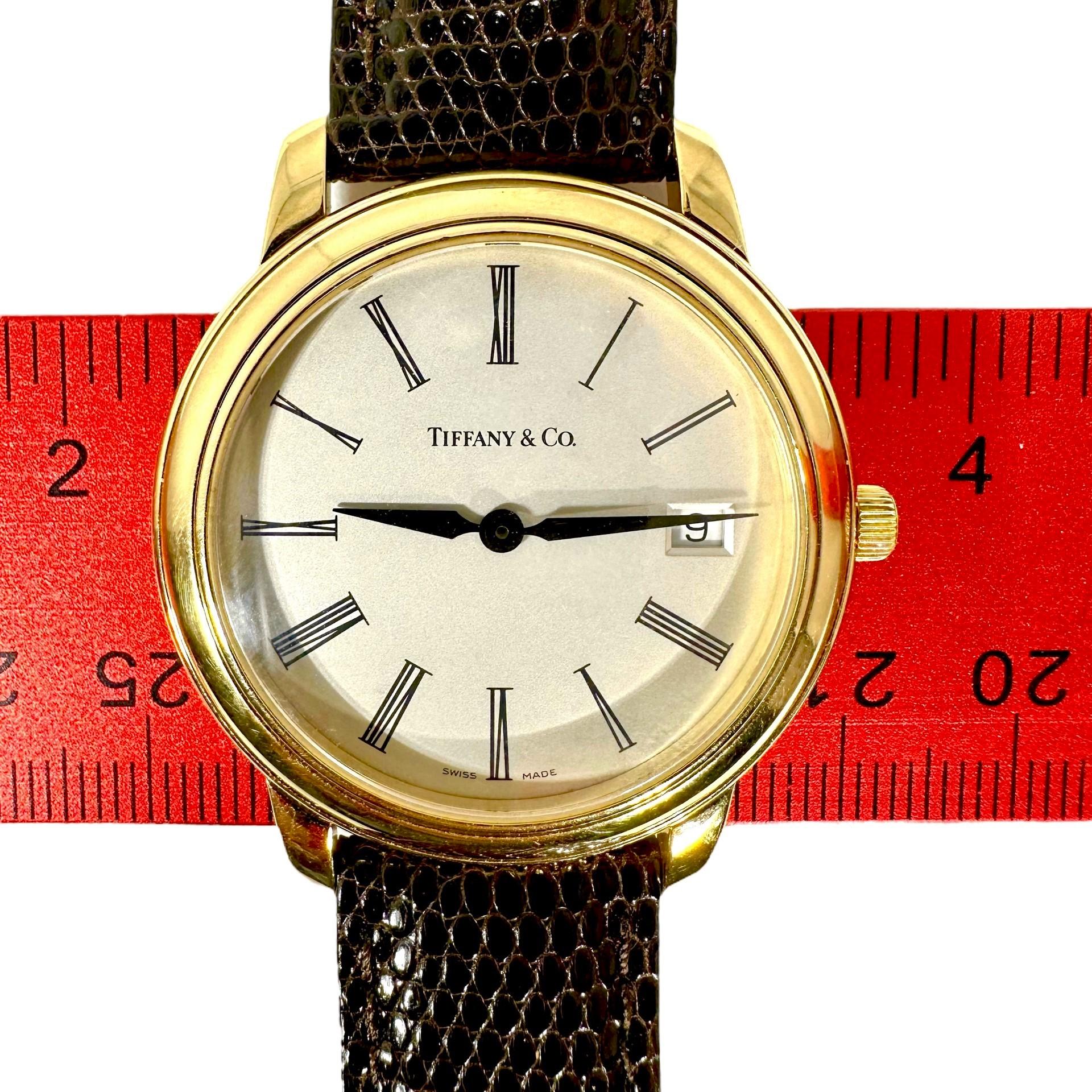 Eleganter Herren aus 18 Karat Gelbgold Tiffany & Co. Quarzwerk Armbanduhr  im Angebot 3