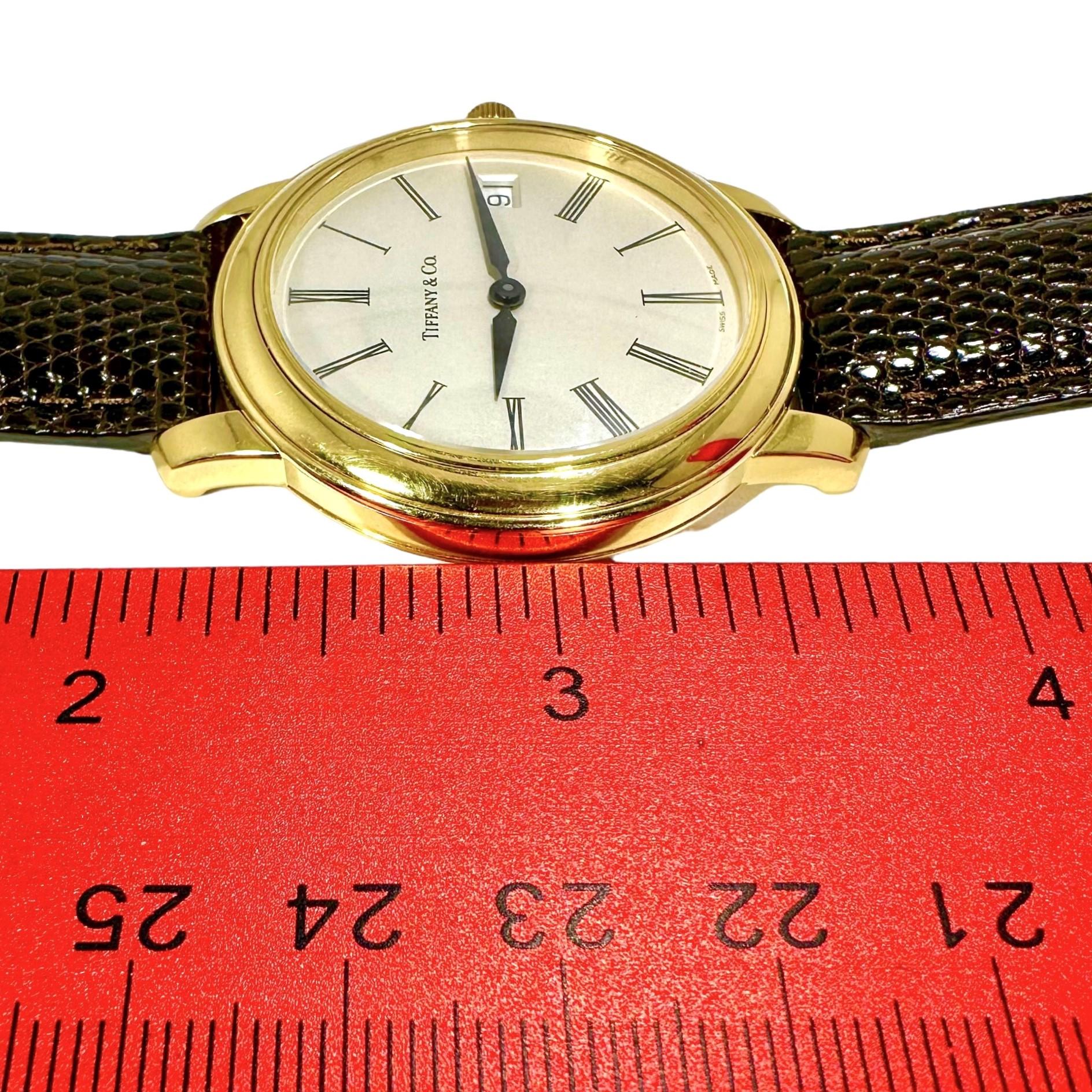 Eleganter Herren aus 18 Karat Gelbgold Tiffany & Co. Quarzwerk Armbanduhr  im Angebot 4