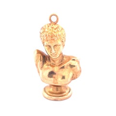 Elegant 18k Yellow Gold Hermes Greek God Charm Pendant
