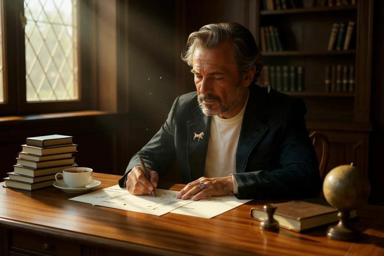 Diese fein modellierte Pferdebrosche aus 18-karätigem Gelbgold ist eine bezaubernde Ode an die Eleganz des Reitsports. Sie ist mit einer Schärpe aus leuchtenden Saatperlen und einem einzelnen Rubinauge geschmückt. Die skulpturalen Details - die