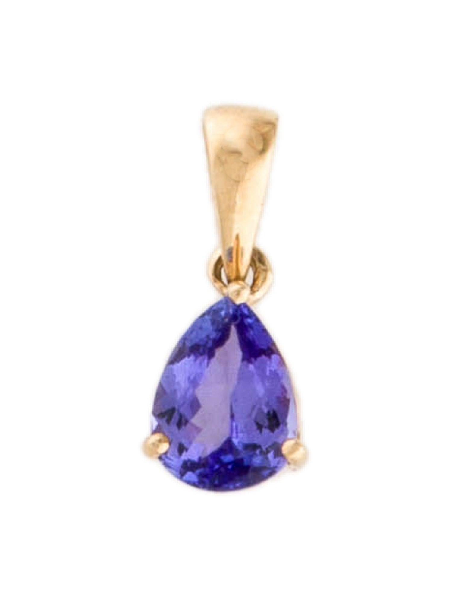 Elegant 18K Yellow Gold Pear Modified Brilliant Tanzanite Pendant In New Condition For Sale In Holtsville, NY