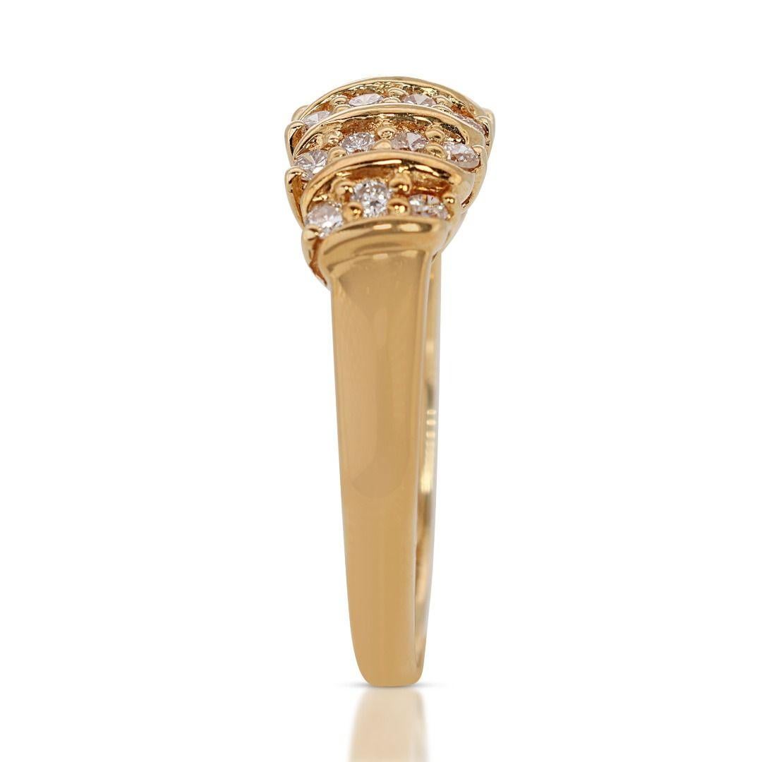 Women's Elegant 18K Yellow Gold Ring with 0.33 ct Natural Diamonds For Sale