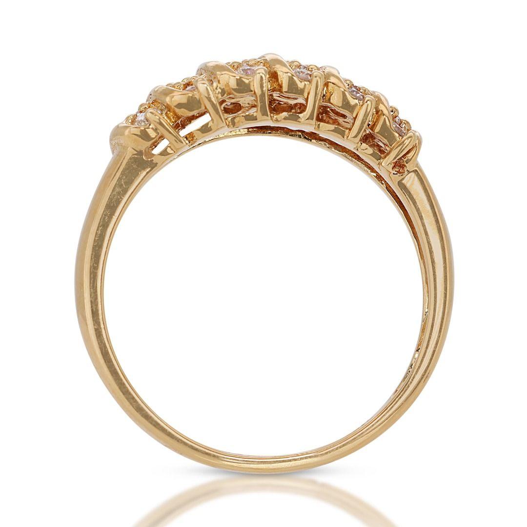 Elegant 18K Yellow Gold Ring with 0.33 ct Natural Diamonds For Sale 1