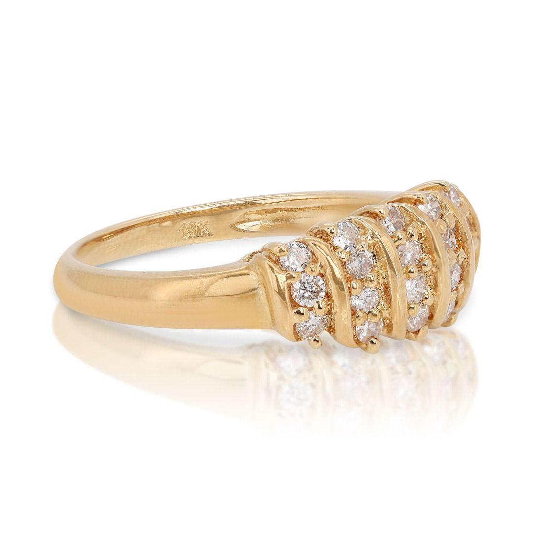 Elegant 18K Yellow Gold Ring with 0.33 ct Natural Diamonds For Sale 2