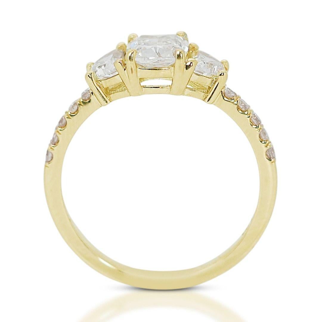 Women's Elegant 18K Yellow Gold Ring with 1.76ct Natural Diamonds