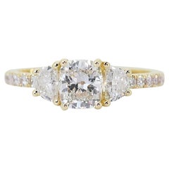 Elegant 18K Yellow Gold Ring with 1.76ct Natural Diamonds