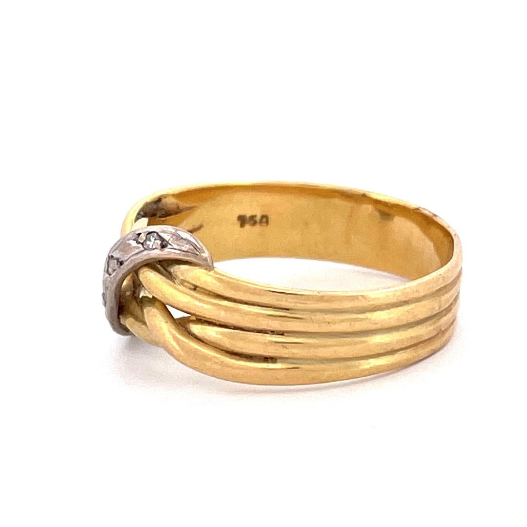Art Nouveau Elegant 18k Yellow Gold Rope Diamond Ring For Sale