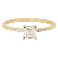 Elegant 18k Yellow Gold Solitaire Pave Ring w/ 0.71ct Natural Diamonds AIG Cert