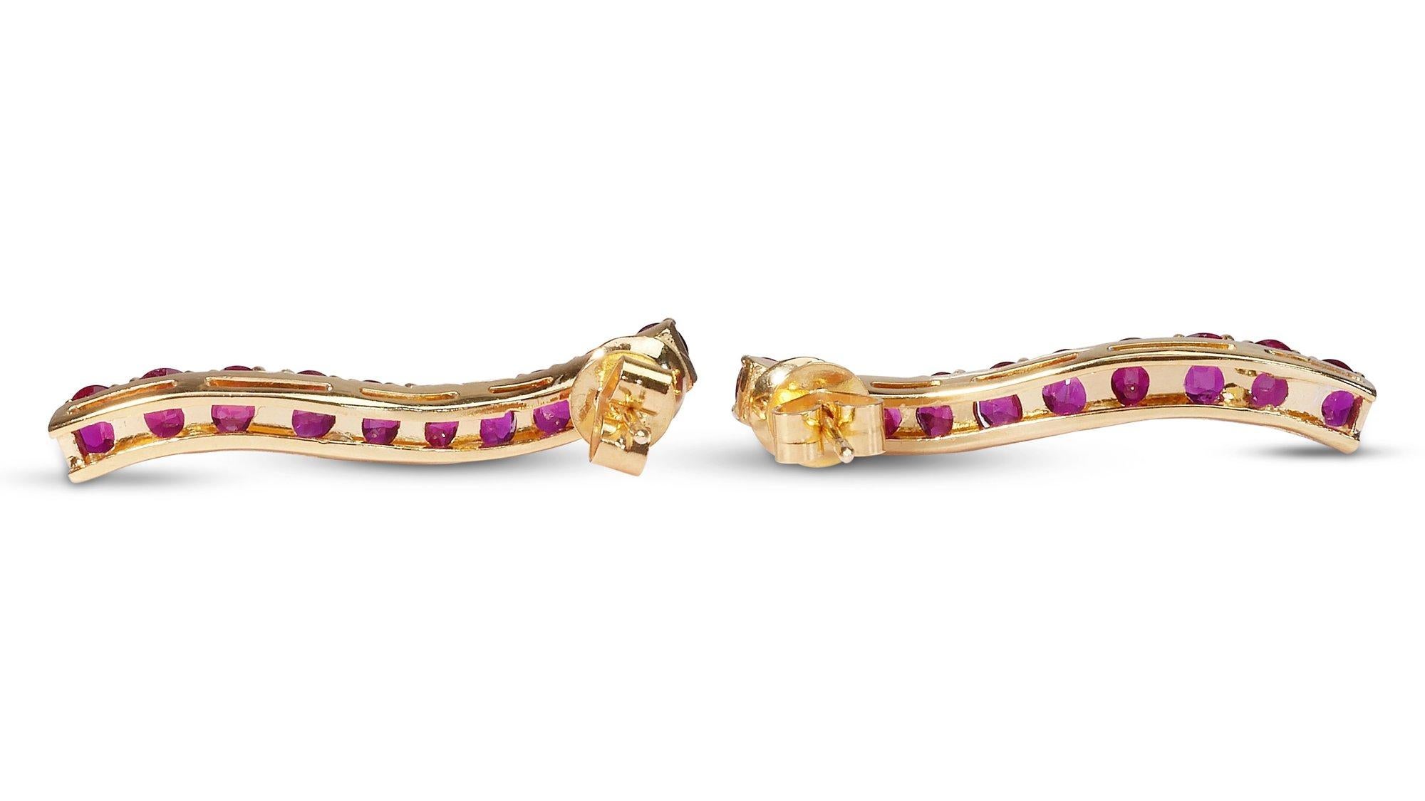 Elegant 18K Yellow Gold Stud Earrings with Natural Ruby Gemstone-IGI Certificate 1