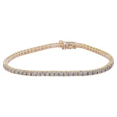 Elegant 18k Yellow gold Tennis Bracelet with 4.03 ct Natural Diamonds AIG Cert