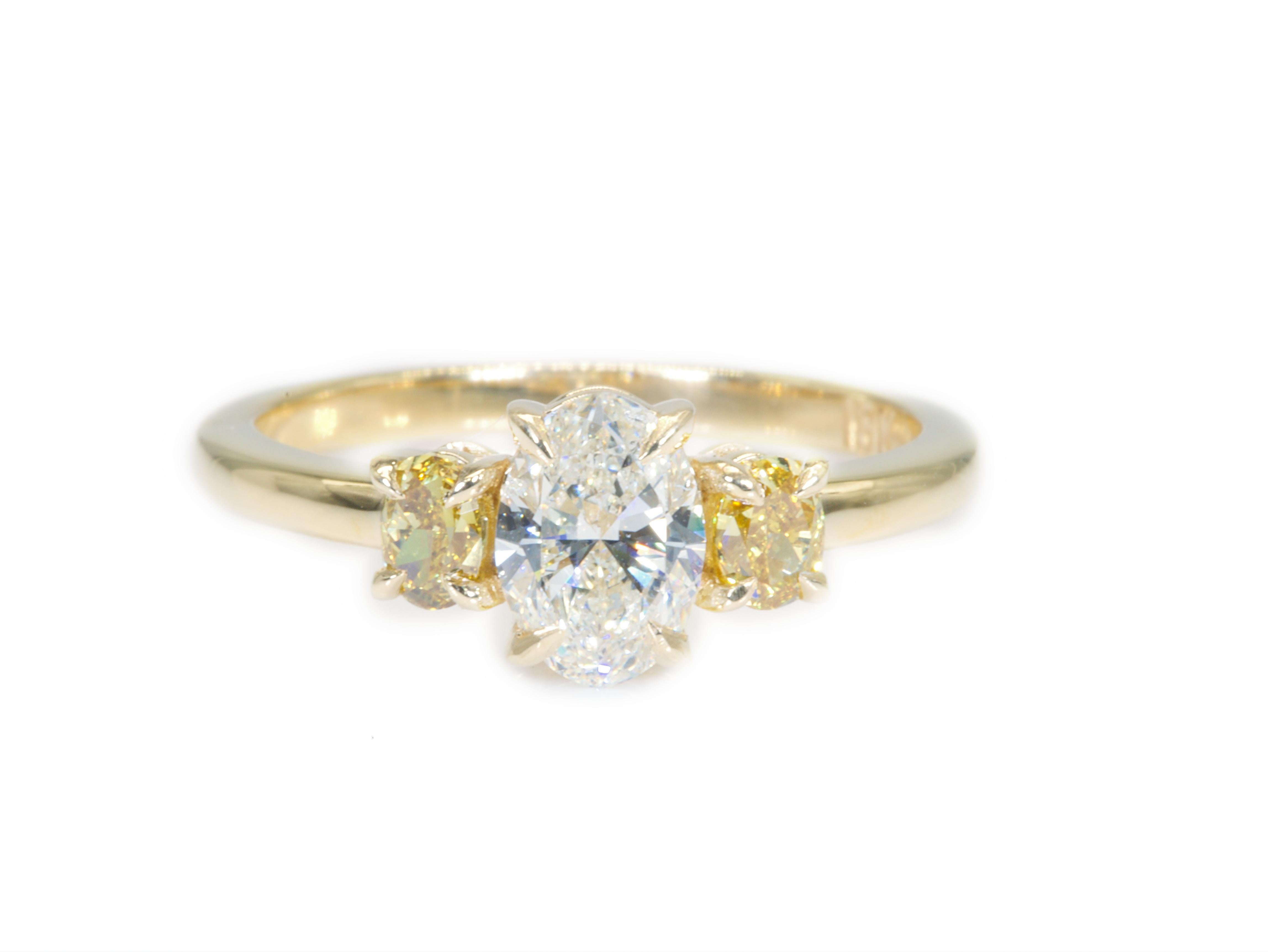 Elegant 18k Yellow Gold Three Stone Ring with 0.70 Ct Natural Diamonds, AIG Cert 2
