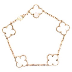 Elegant 18k Yellow Gold VCA Mother-Of-Pearl 5 Motifs Bracelet