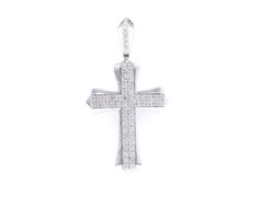 Elegant 18KT White Gold and Diamond Cross Pendant with IGI Certification