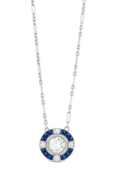 18kt White Gold Sapphire and Diamond Pendant Necklace – 18"