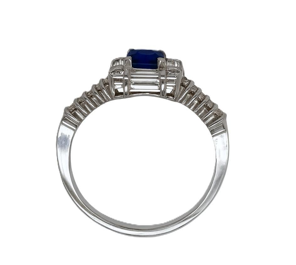 De las mujeres Elegante Anillo de Zafiro y Diamantes en Oro Blanco de 18 Kts - Talla 6 en venta