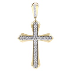 Elegant 18KT Yellow Gold Cross Pendant with 2.06 ct Natural Diamonds  IGI Certi