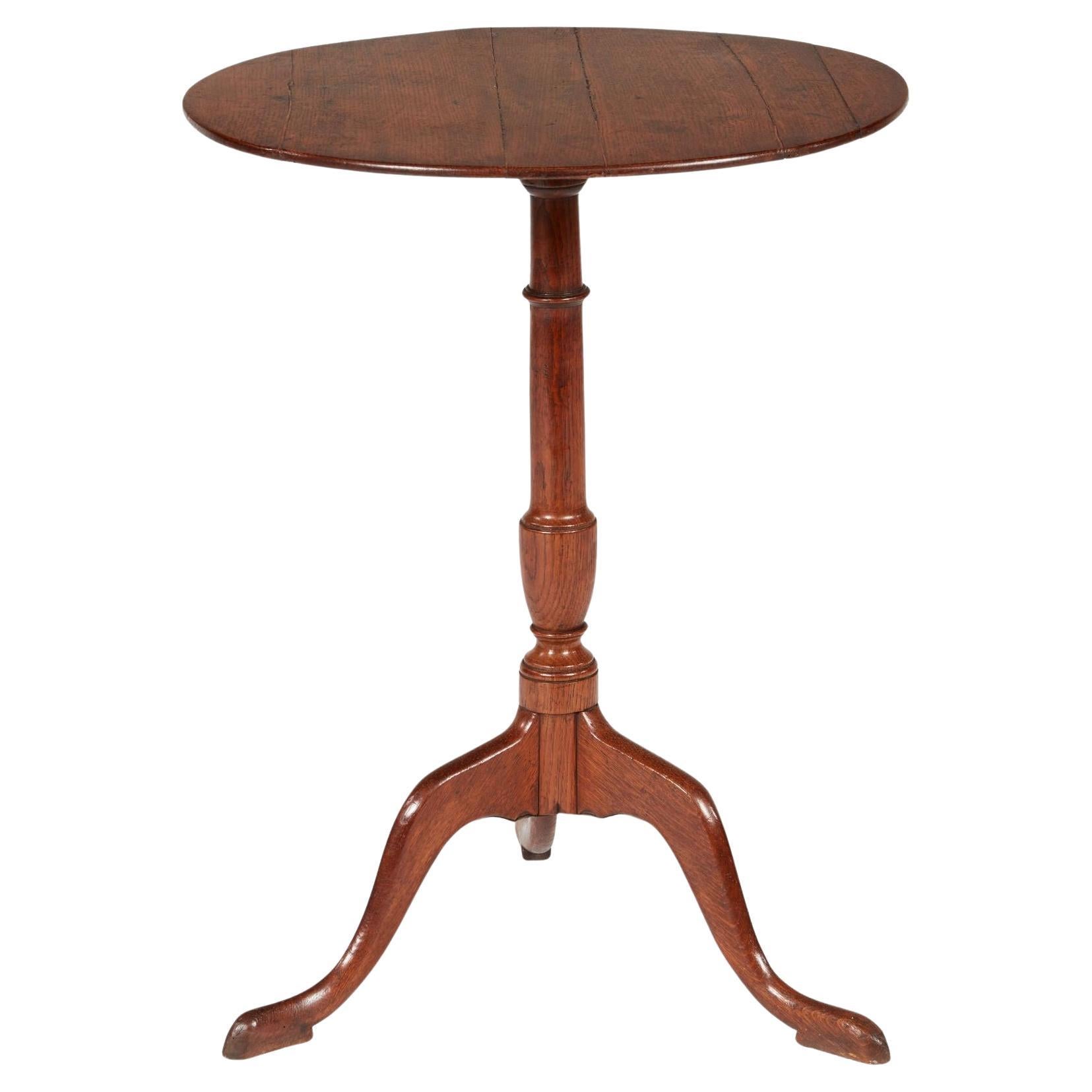 Elegant 18th c. Tripod Table with Thin Oval Top