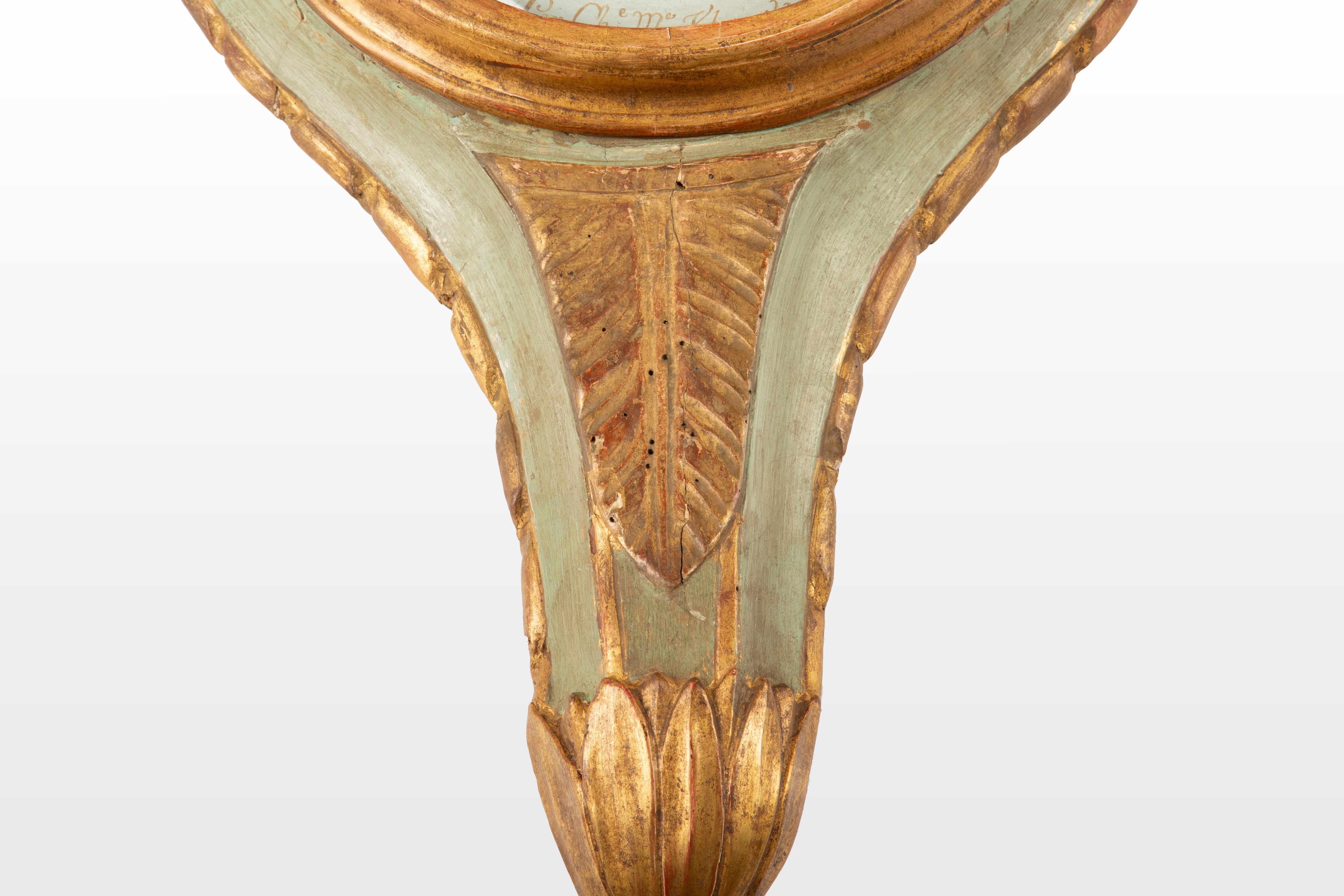 18th Century and Earlier Elegant 18th Century French Giltwood Barometer with Ribbon Crest For Sale