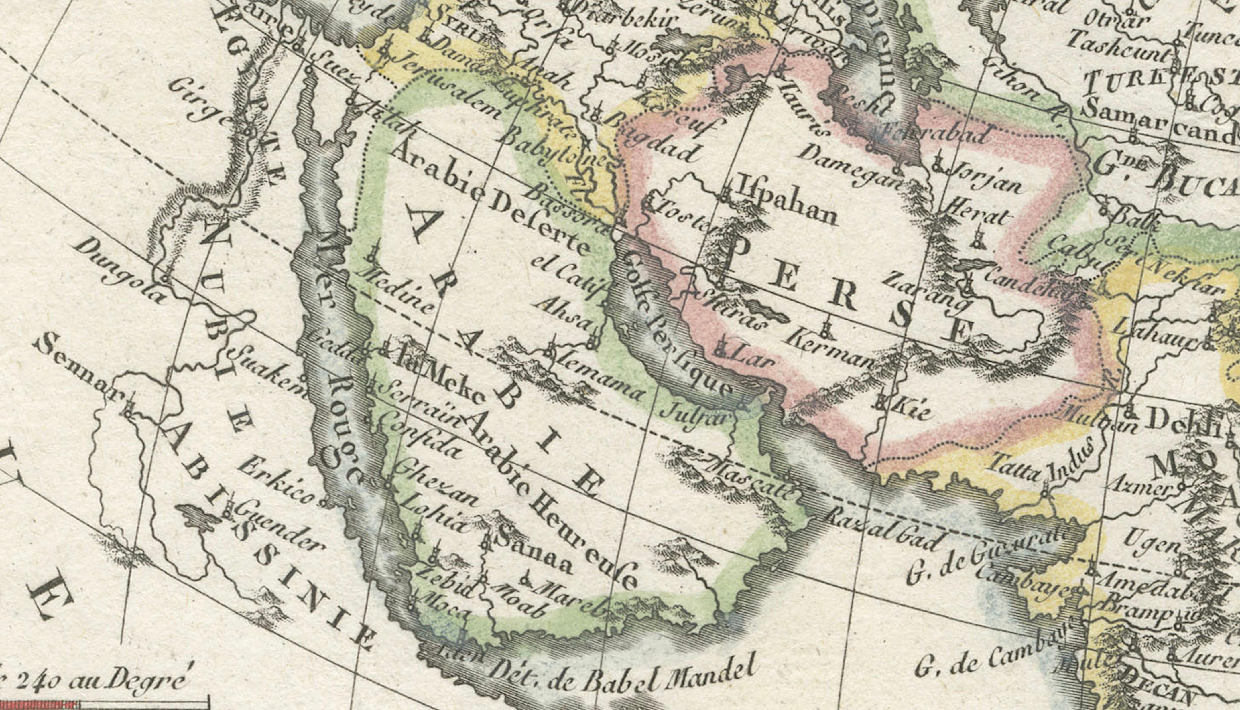 Elegant 18th Century Map of Asia by Rigobert Bonne Showing Siberia & China, 1787