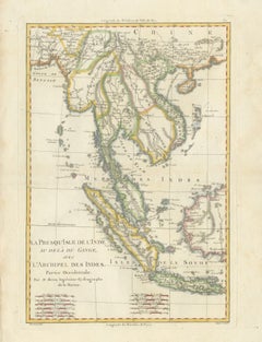 Elegant 18th Century Map of Southeast Asia, Siam, Sumatra & Java by Bonne - 1787