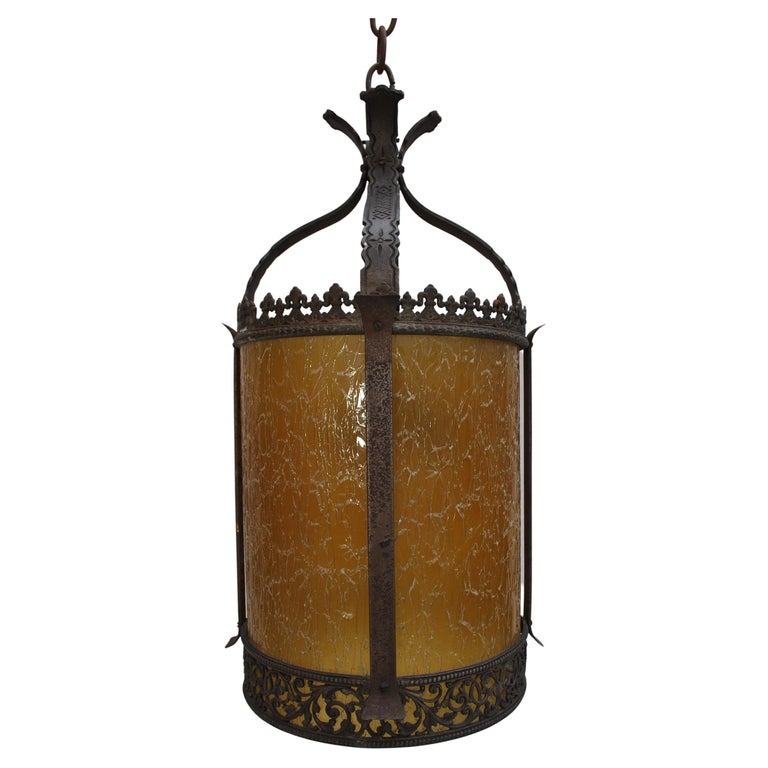 Elegant 1920's Cast Iron Lantern For Sale at 1stDibs