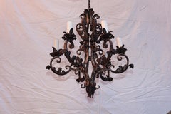 Elegant 1920's French hands made wrought iron chandelier