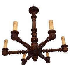 Elegant 1920's French wood chandelier
